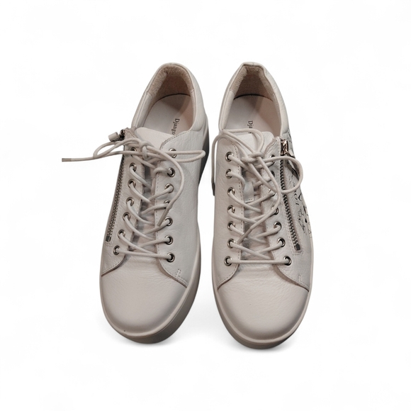 Rare Django & Juliette Wolak White Leather Paris Graphic Platform Sneakers EU 38